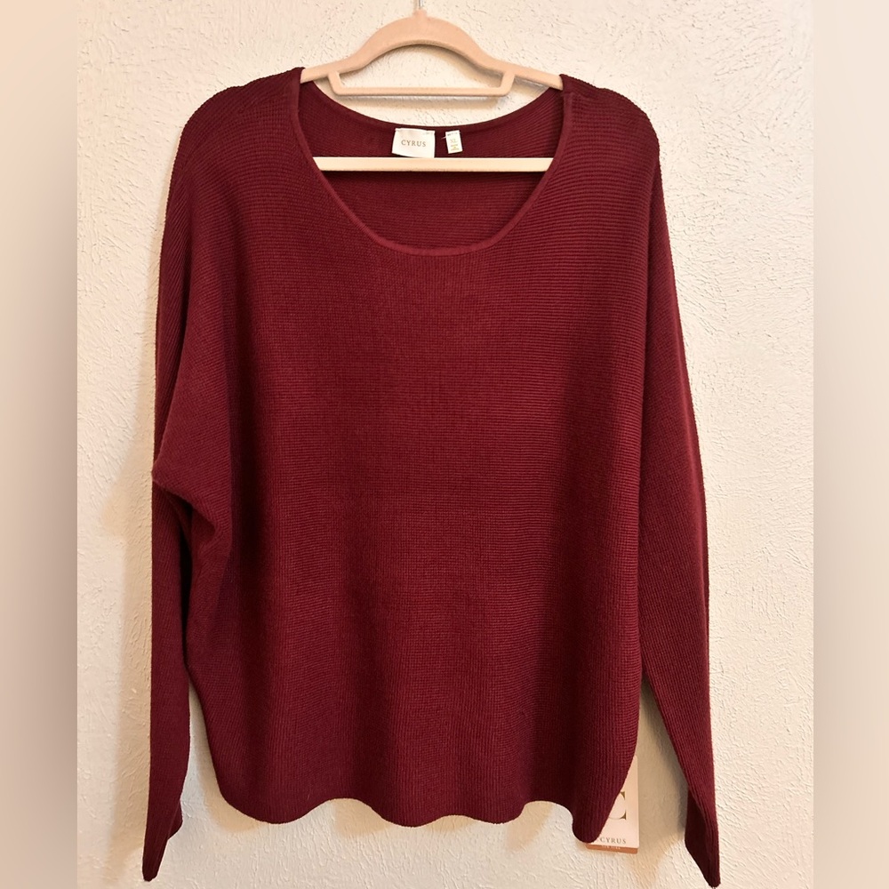 Cyrus Women's sweater Deep Red Burgundy Scoop Neck like Sz XL